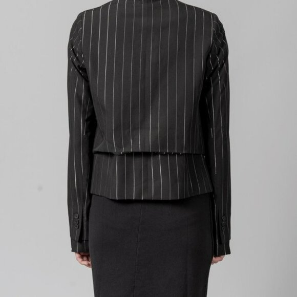 RtA Stella Double Layer Striped Blazer In Black Silver Stripe Sz M NEW WITH TAGS - Picture 3 of 9